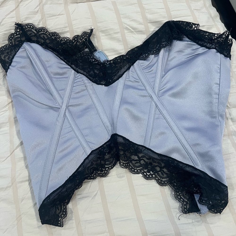 REVOLVE Lace Trim Bandeau in Light Blue and Black